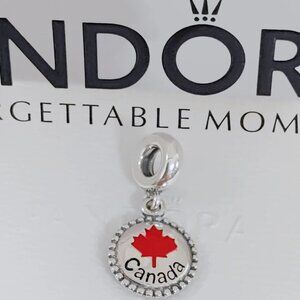 Pandora Canada Red Maple Leaf Marquis Dangle Charm Bracelet Pendant S925 Silver